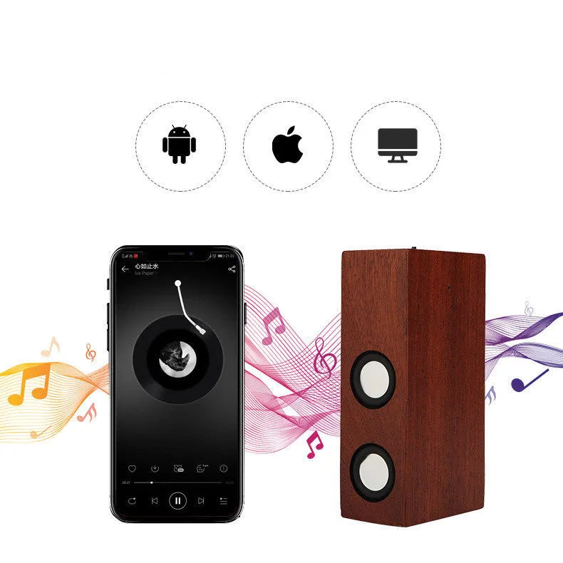 Retro wooden Bluetooth speaker in bamboo, black walnut or sapele finish with 7-hour battery life