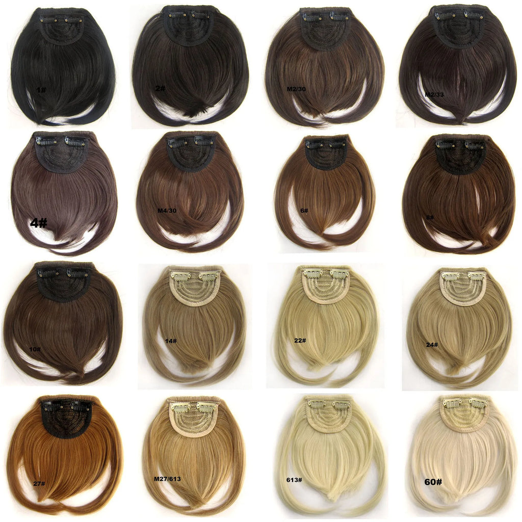 Synthetic blunt bangs hairpiece 22cm straight clip-in fringe in multiple colours