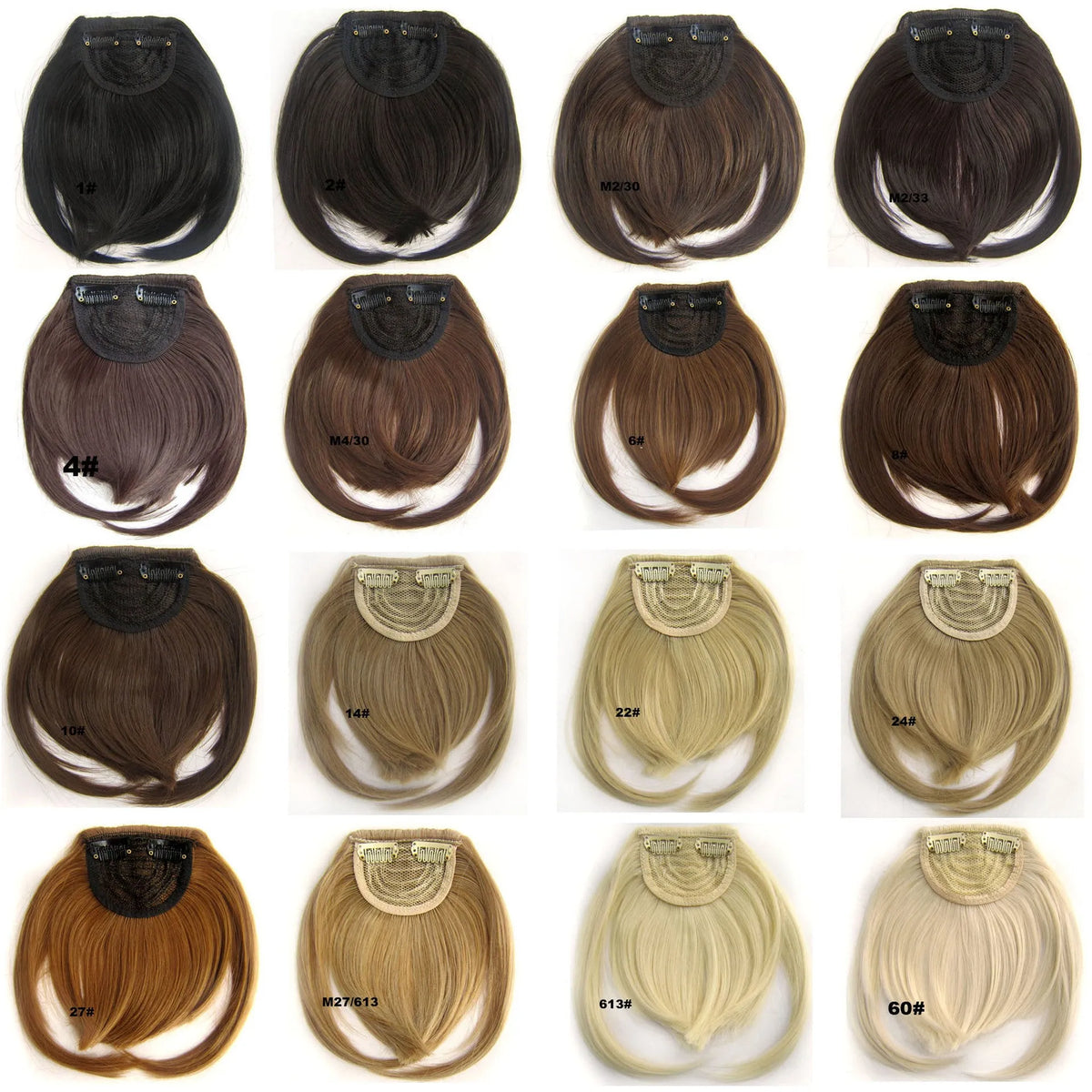Synthetic blunt bangs hairpiece 22cm straight clip-in fringe in multiple colours