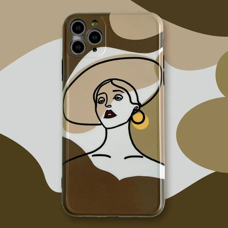 Orange yellow line painting cartoon design on soft silicone iPhone protective case