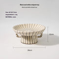 Retro black and white striped plastic resin dessert plate approximately 20-24cm diameter