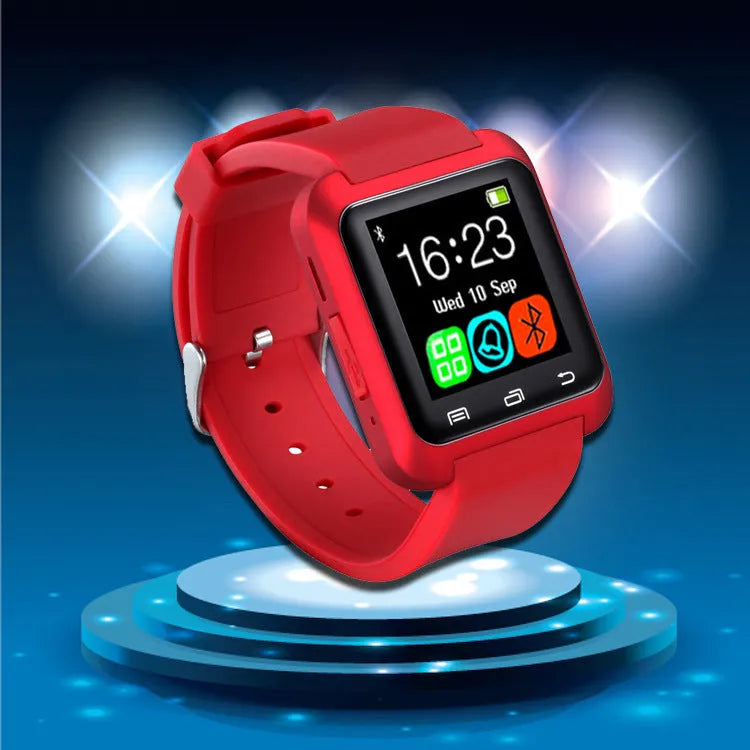 U8 Intelligent Bluetooth smartwatch in black, red or white colours showing phone dialling interface