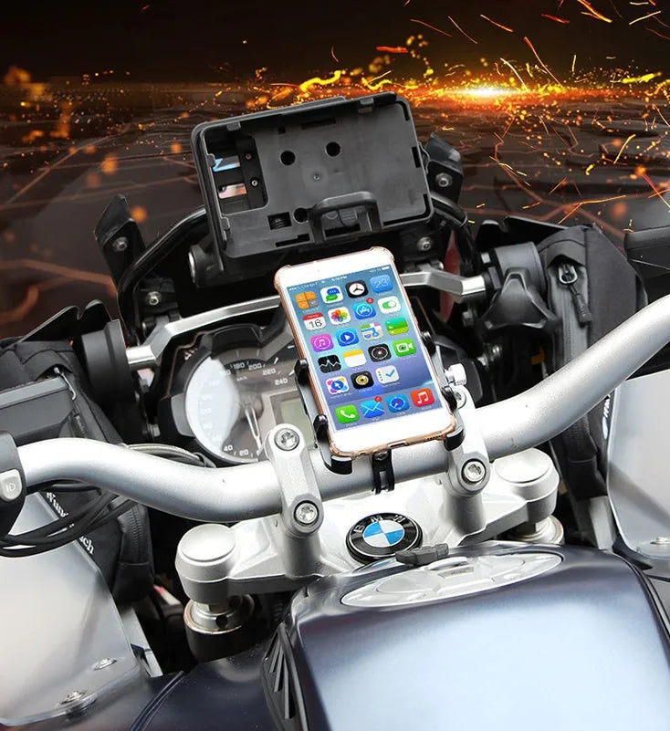 GUB Plus 6 aluminium alloy motorcycle phone holder mounted on handlebar
