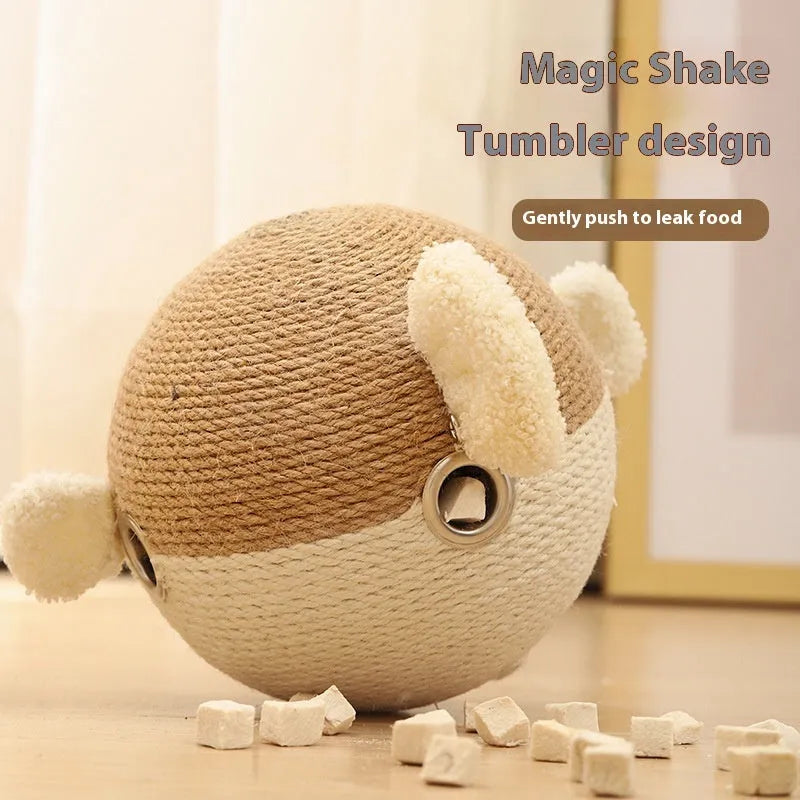 15cm cube sisal hemp pet puzzle tumbler in puffer leakage food feeder colour