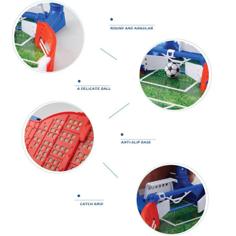 Mini football board game kit with two balls on a tabletop, made of ABS plastic