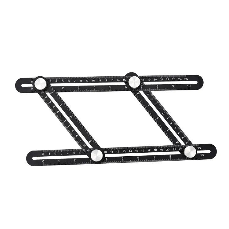 Aluminium alloy four-sided ruler angleizer template tool with sliding rulers locked into shape