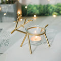 Wrought iron fawn candle holder with electroplated finish and glass cup in black colour