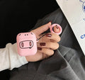 Cartoon earphone box cover for wireless earbuds case in pink pig nostrils design, front view