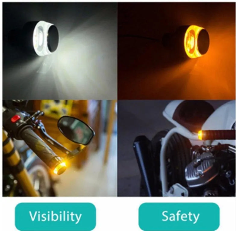 Fashion Motorcycle Handle LED Turn Signal Light ABS DC 12V universal fit set white yellow LED