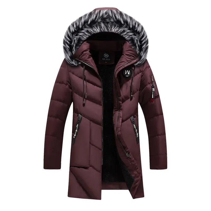 Omi Men's Winter Jacket in Black, front view, made from polyester fibre, size L to XXXL