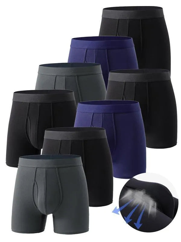 Men's bamboo fibre lace boxer briefs in black - breathable nylon blend with cotton-lined cup - front view