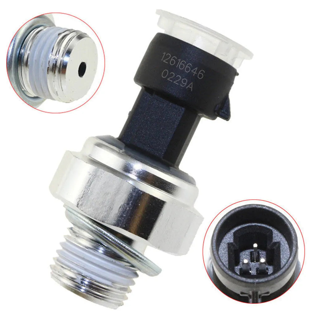 GM oil pressure sensor with part numbers for Buick Regal and Chevrolet vehicles