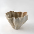 White single colour glaze porcelain vase 42cm wide 27cm tall on desktop for light luxury decoration