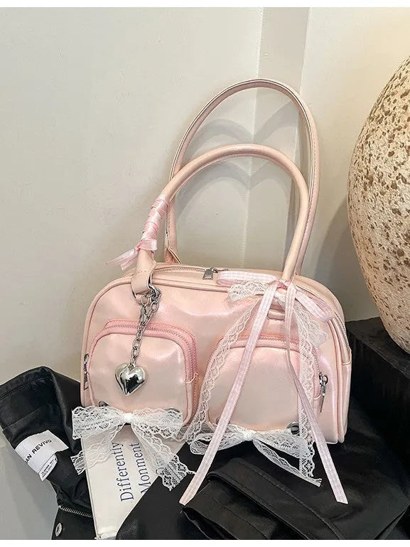 Soft PU shoulder bag with double straps in horizontal square shape