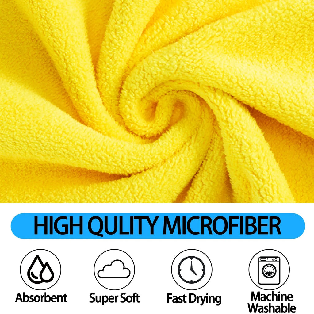 Yellow microfiber dog drying towel with hook loop, super absorbent for pets