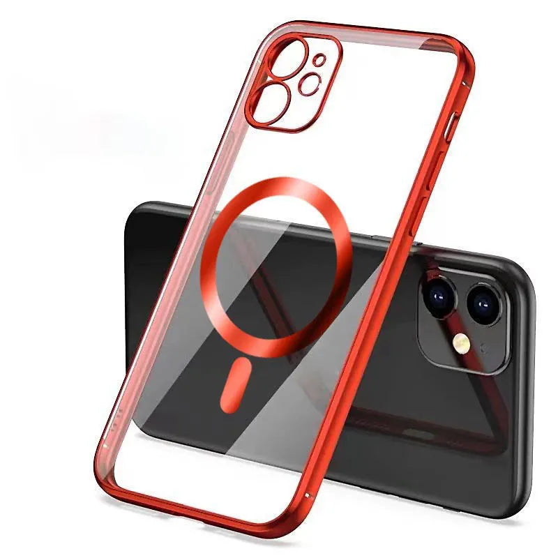 Electroplated silicone TPU protective cover for iPhone magnetic phone cases in solid colours.
