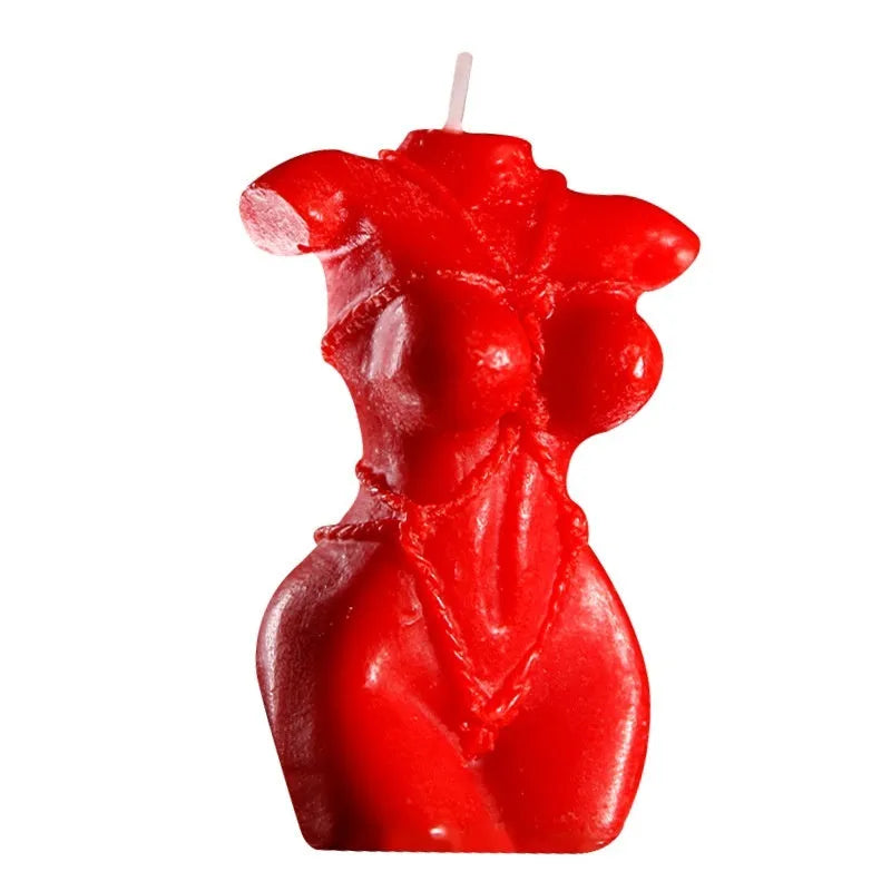 A low temperature soy wax massage candle in a choice of rose red, spring pink, or lilac purple.