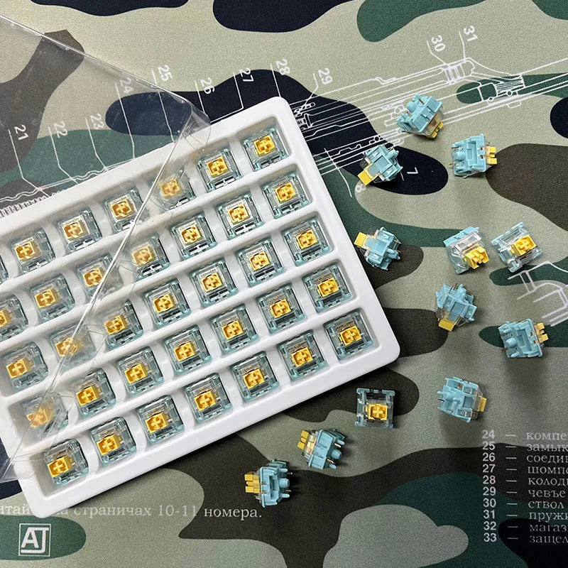 36 Sea Salt Lemon PRO silent tactile mechanical keyboard switches with MX-compatible 5-pin stems