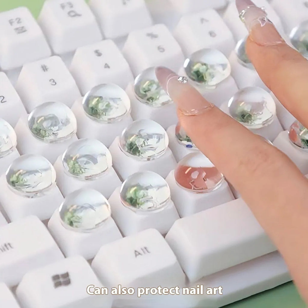 Crystal glass ball keyboard stickers in 12x6mm and 16x8mm round PVC sizes with self-adhesive backing