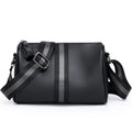 Black genuine leather one-shoulder crossbody bag with 24x16x13cm dimensions