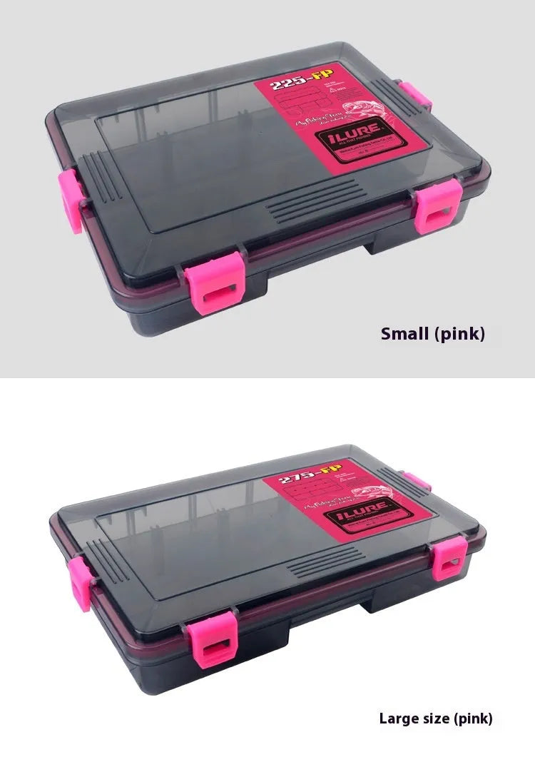 Blue waterproof plastic fishing lure storage box for tackle organisation.