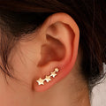 Copper leaf-shaped clip earrings for women without pierced ears