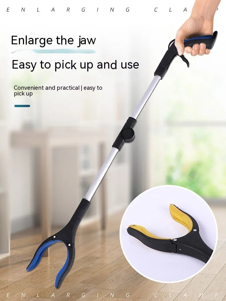 Foldable aluminium rubbish grabber with magnet, extended to 80cm length with blue handle option