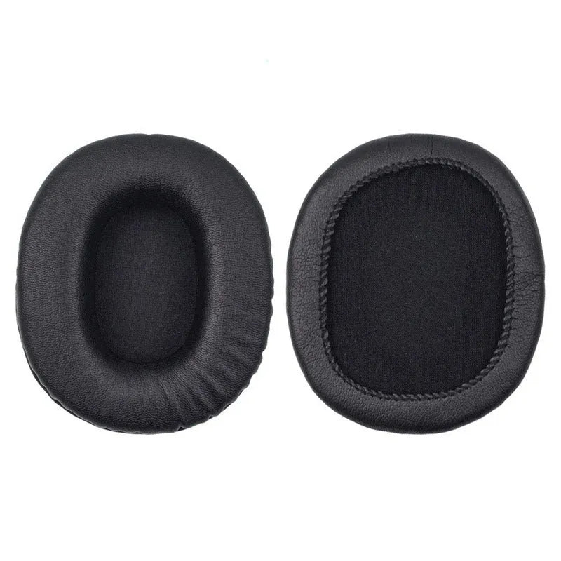 Black soft PU leather replacement earpads for Sony 1R headphones, showing a set of two pieces.