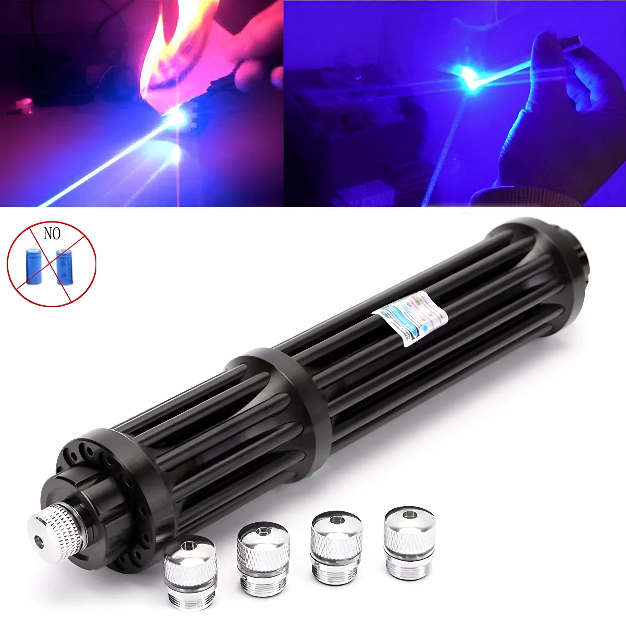 Black aluminium tactical flashlight with laser indicator showing tail switch and 168mm length