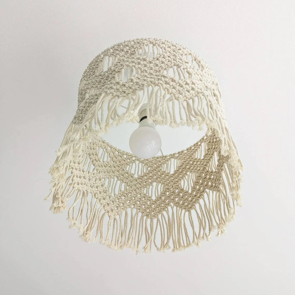 Handmade beige cotton string woven lampshade 30x50cm pendant light shade