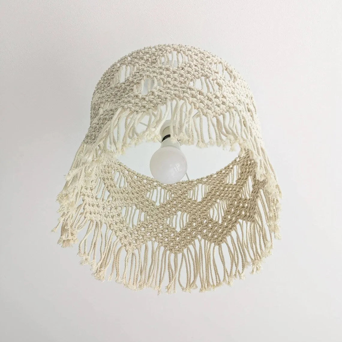 Handmade beige cotton string woven lampshade 30x50cm pendant light shade
