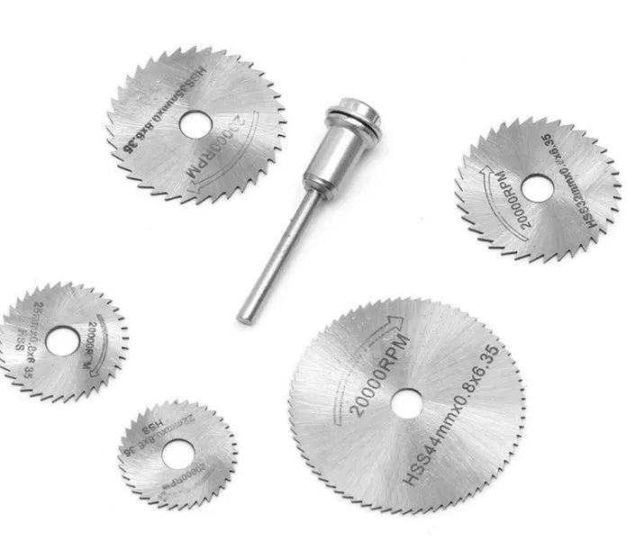 Circular saw blade and mandrel set with high-speed steel construction for woodworking