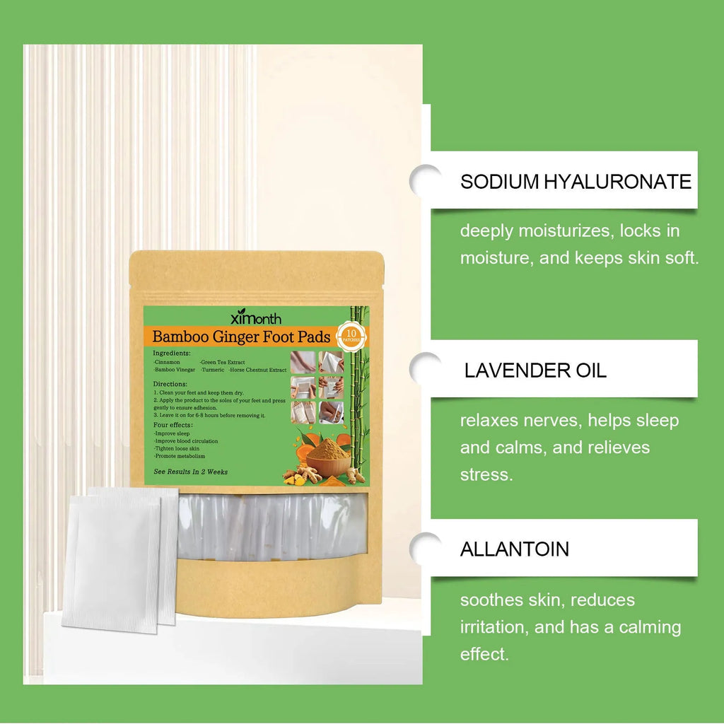Box of 10 ginger turmeric bamboo vinegar adhesive health patches for body nursing
