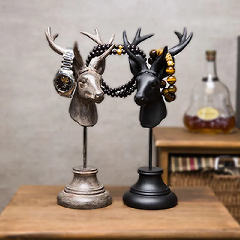 Solid natural resin deer sculpture home decoration ornament in wood colour finish.