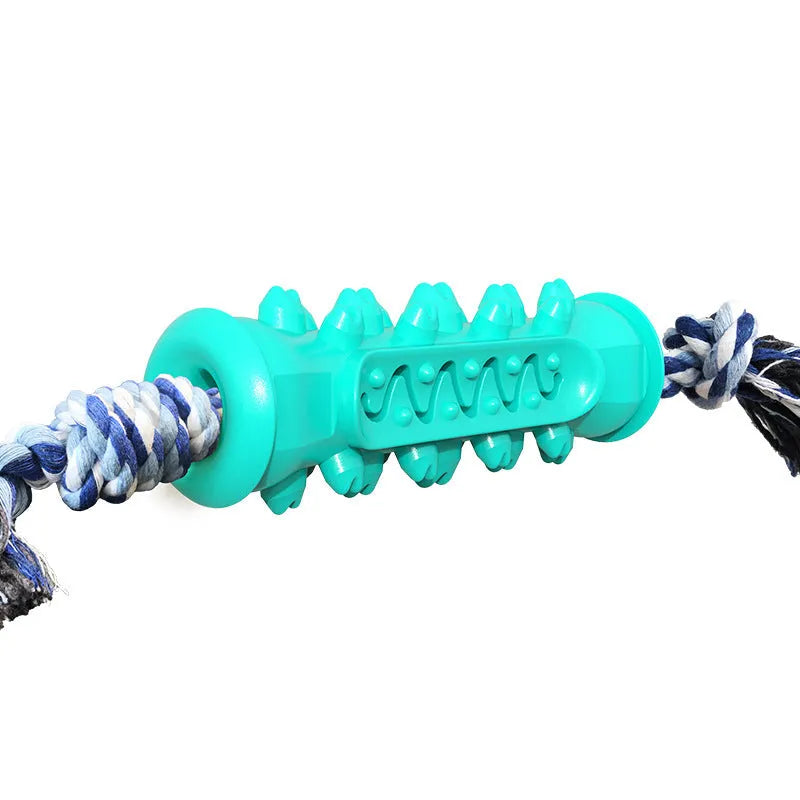Blue pet chew-resistant teeth cleaning stick with variable-size molar bumps for dog dental care