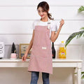 Linen stripe apron in green, one size, anti-stain kitchen apron for household chores