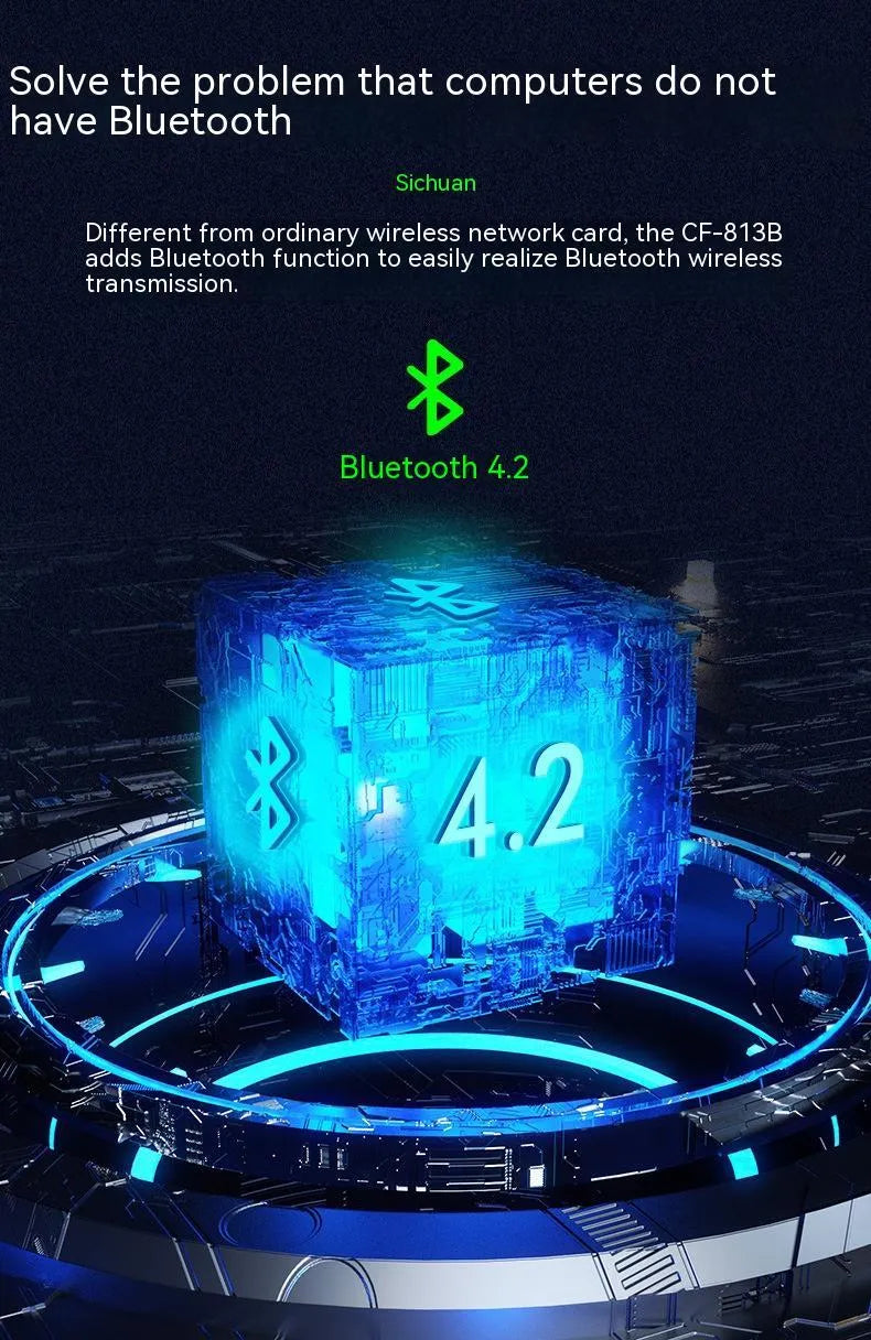 Black two-in-one network card mini Bluetooth adapter with USB interface and nickel-plated wolf tooth adapter