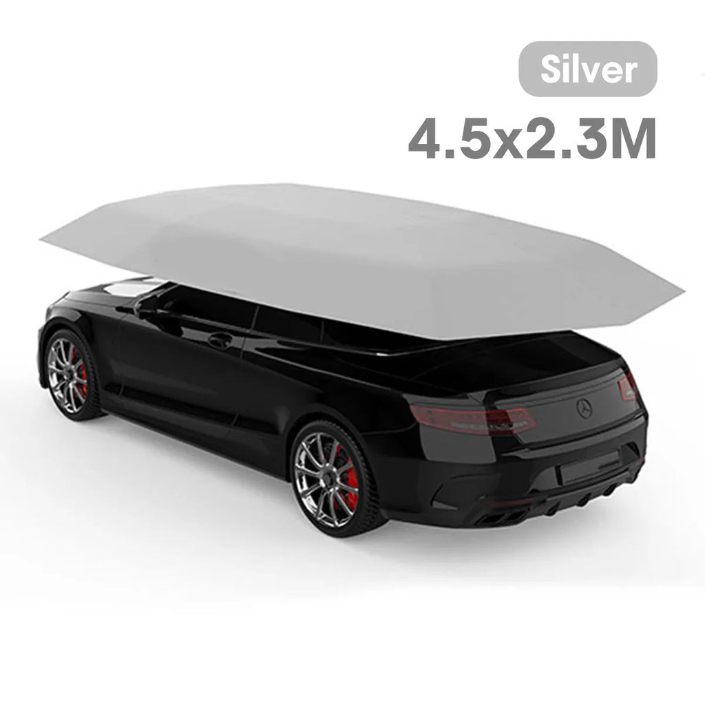 Car heat insulation hood visor sunshade in reflective silver umbrella cloth with windscreen coverage