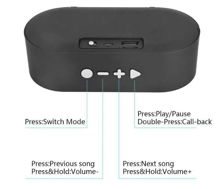 A grey Bluetooth wireless subwoofer speaker unit with a front-facing grille, sitting on a surface.