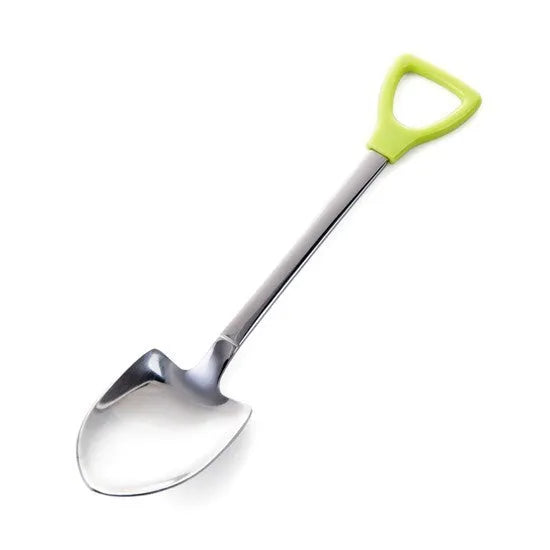 Children's dessert spoon in green or silver 201 stainless steel mirror polish finish
