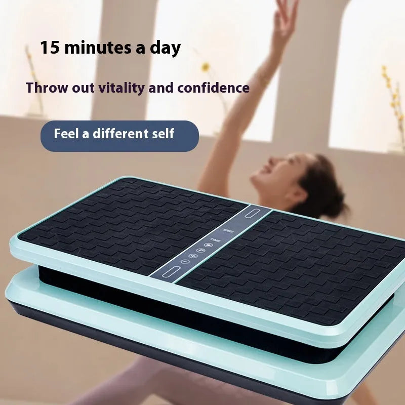 Power plate shaking home body exercise massager in mint green Bluetooth colour on floor