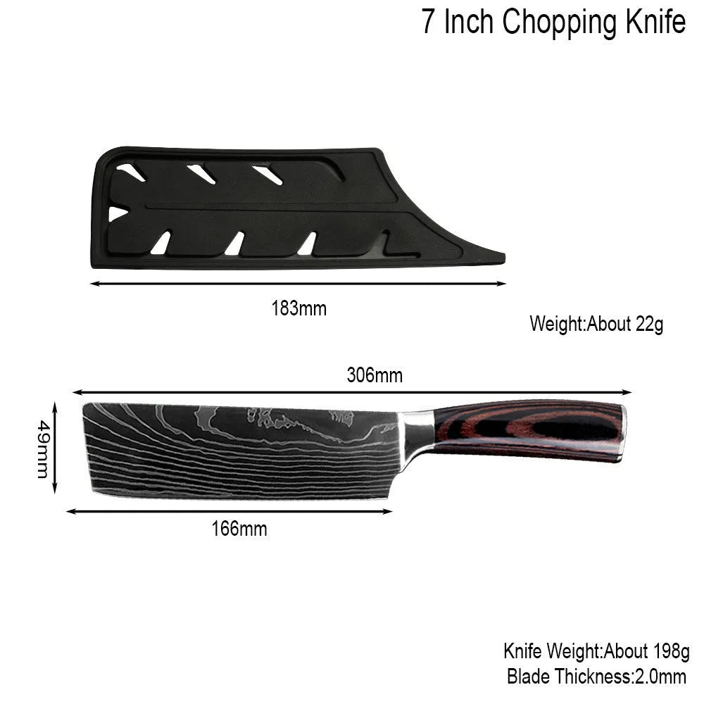 Seven-inch stainless steel multi-purpose kitchen knife with modern simple style and colour finish