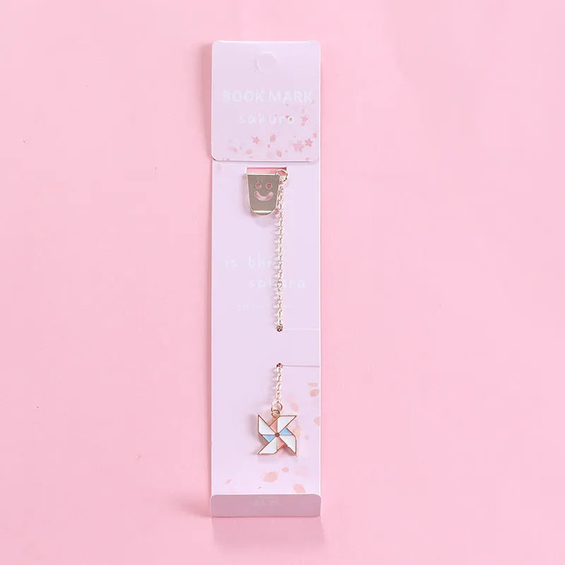 Alloy metal bookmark with cartoon pendant charm in various character designs