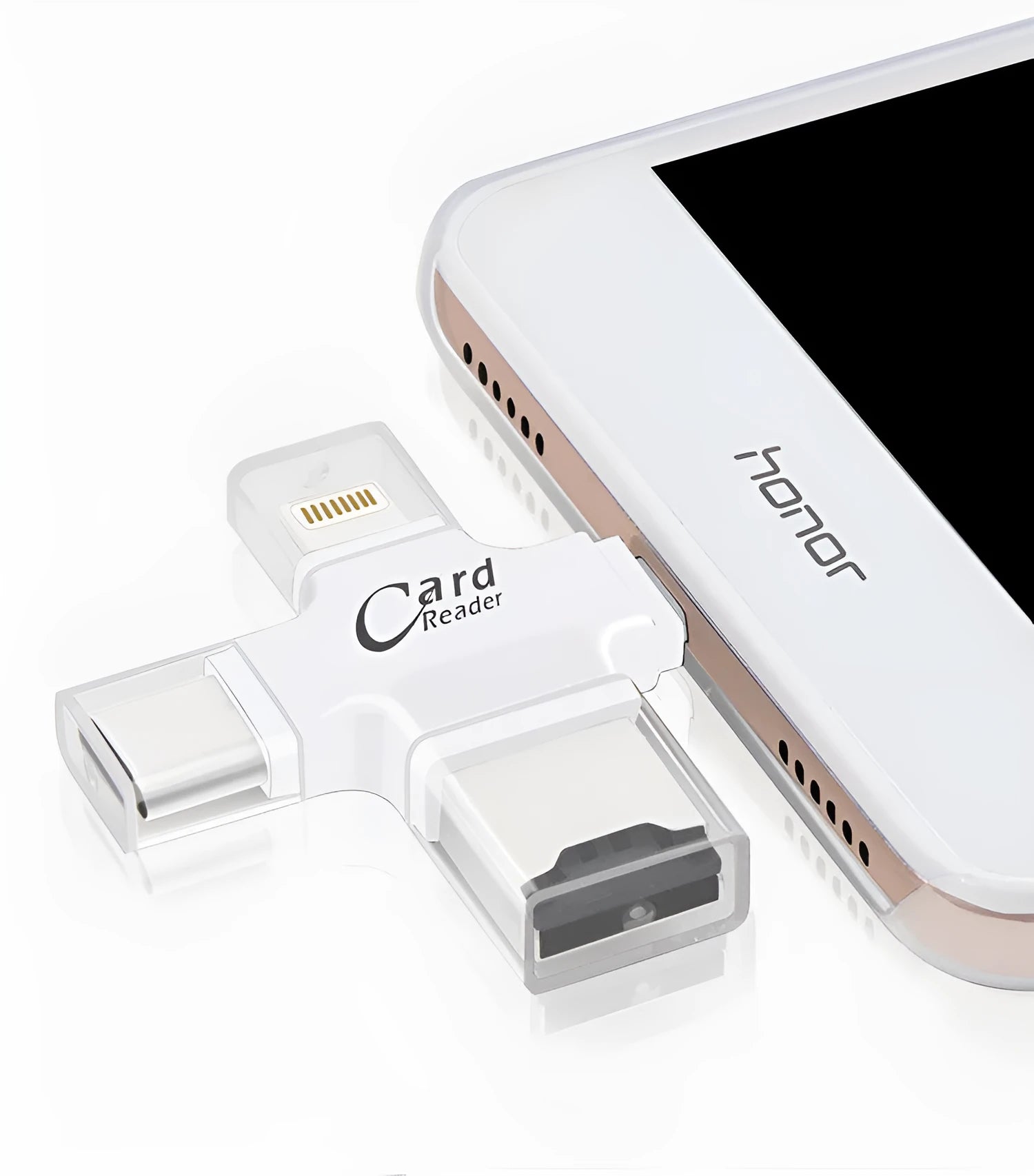 Four-in-one Cross Card Reader with USB 2.0 interface in White colour option