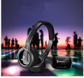 Bingle B616 wireless over ear headset in black with imitation leather ear cushions and 3.5mm plug