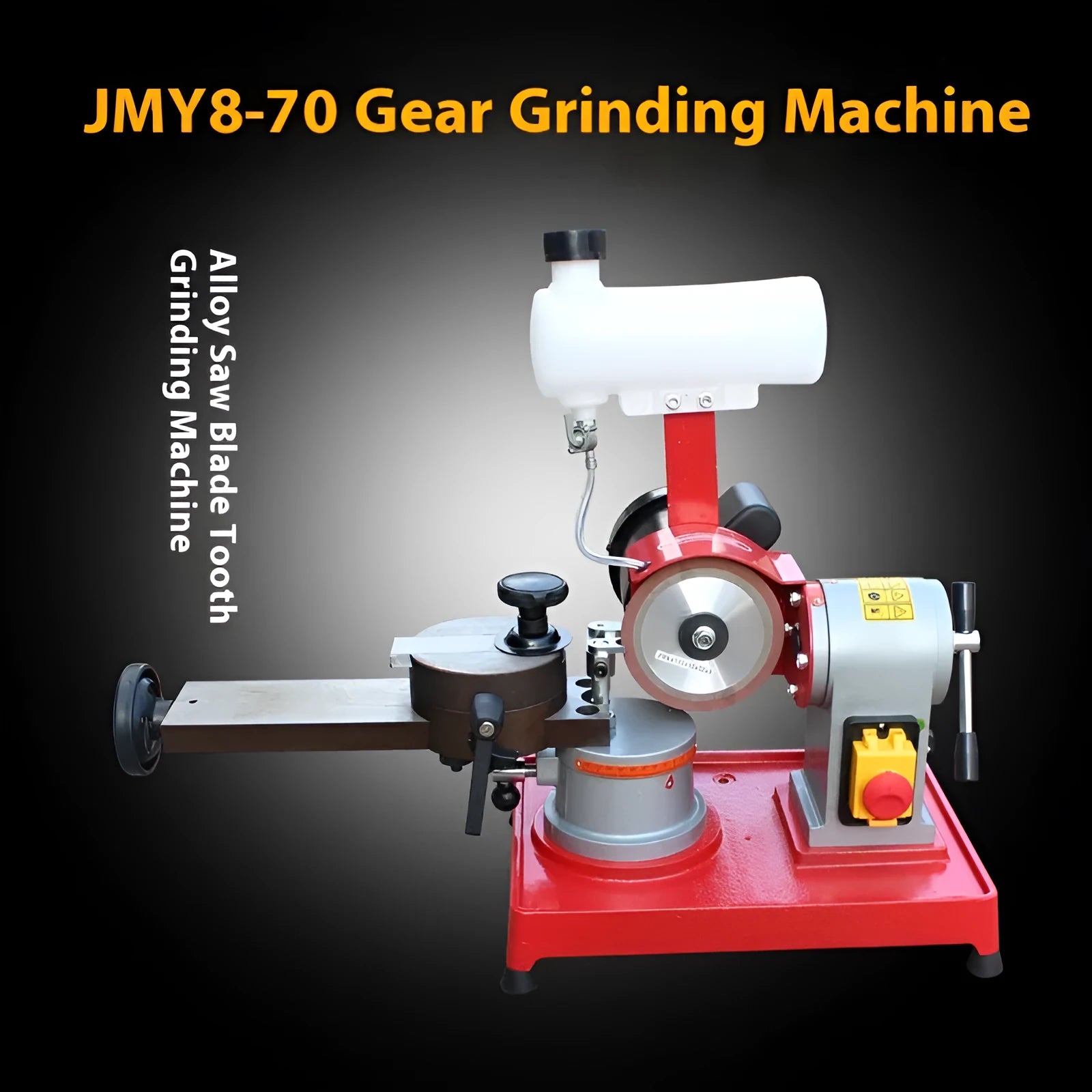 Xiao mowang manual gear grinding machine for sharpening alloy circular saw blades on a workbench.
