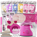 WUWUVISTA pink hard wax hair removal kit with warmer, wax beads, applicators, and aftercare products.
