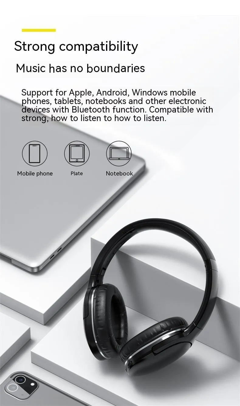 Black and white wireless Bluetooth sports headset with head-mounted design showing ear cups and headband