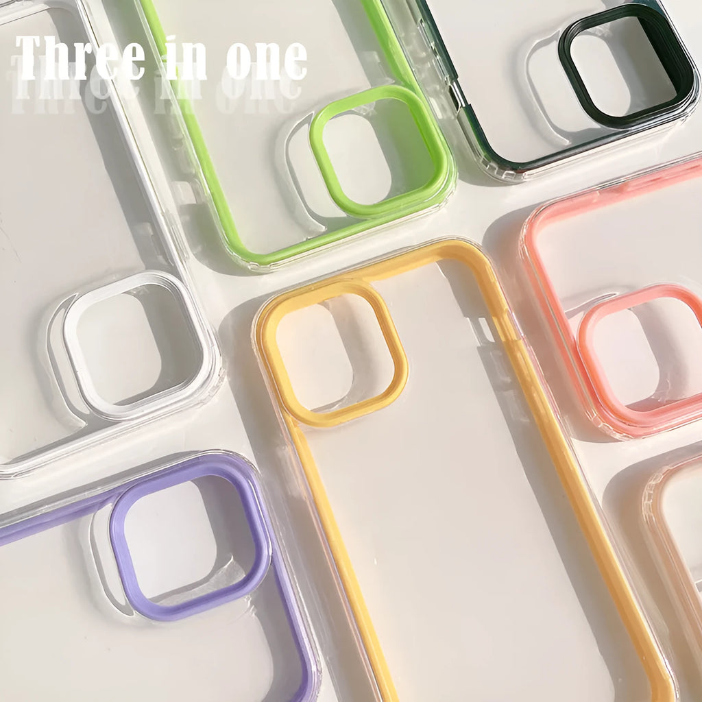 Simple 16Pro Max three-in-one frame TPU phone case for iPhone, purple colour, back cover view
