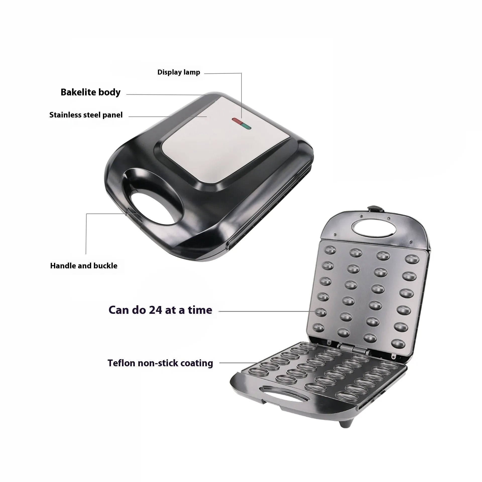Black nut roasting machine for peanuts hazelnuts pine nuts with 1400W heating element